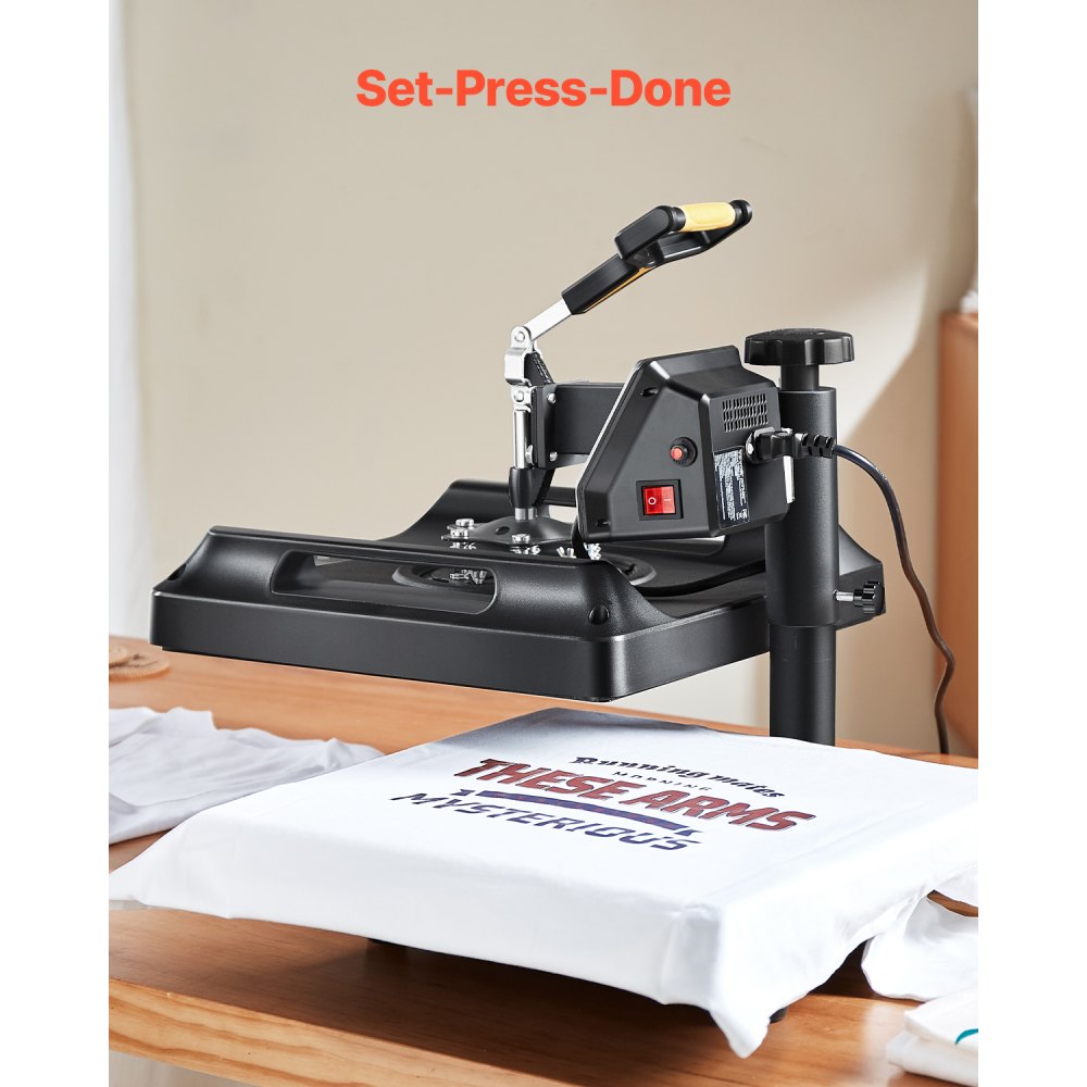 VEVOR Heat Press Machine 8 in 1 Combo, Heat Press 15x15 in, Swing Away T Shirt Printing Machine Digital Control, Multifunction Transfer Machine Sublimation, for T-Shirt Hat Cap Mug Plate, Black