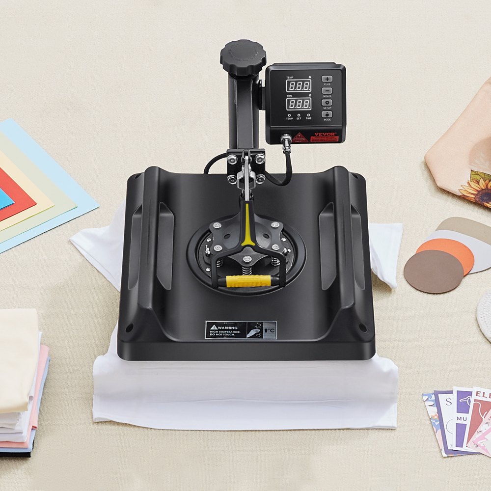 VEVOR Heat Press Machine 8 in 1 Combo, Heat Press 15x15 in, Swing Away T Shirt Printing Machine Digital Control, Multifunction Transfer Machine Sublimation, for T-Shirt Hat Cap Mug Plate, Black