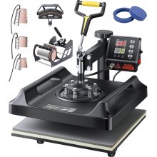 VEVOR Heat Press Machine 8 in 1 Combo, Heat Press 15x15 in, Swing Away T Shirt Printing Machine Digital Control, Multifunction Transfer Machine Sublimation, for T-Shirt Hat Cap Mug Plate, Black