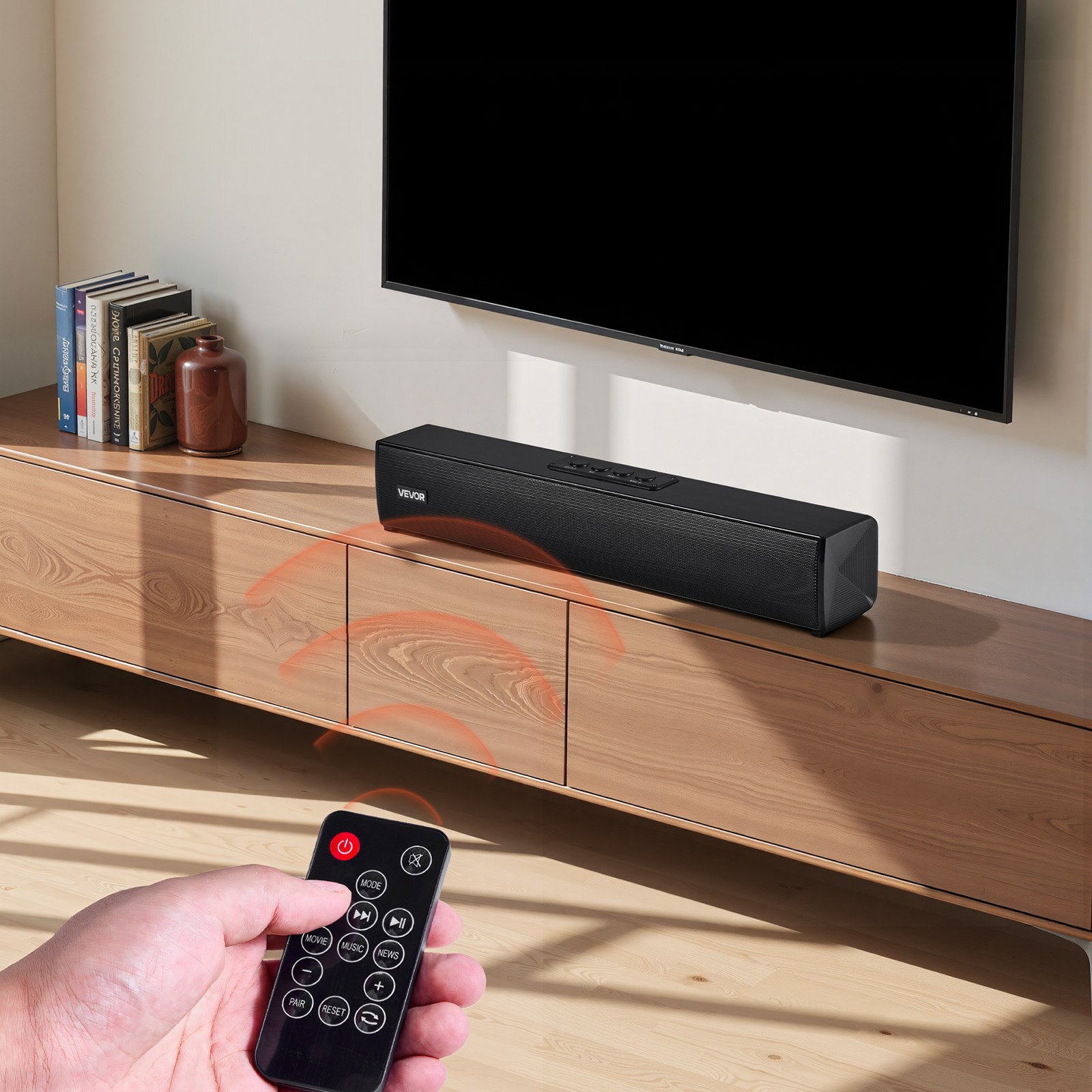 VEVOR Sound Bar for Smart TV, 2.0 Channel, 450 mm Compact Soundbar TV Speakers for Projector, Bluetooth AUX Connection, Remote Control, Easy Setup, 80W Surround Sound System for PC Home Theater Audio