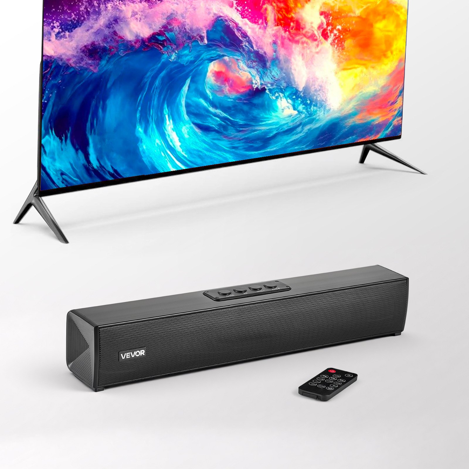 VEVOR Sound Bar for Smart TV, 2.0 Channel, 450 mm Compact Soundbar TV Speakers for Projector, Bluetooth AUX Connection, Remote Control, Easy Setup, 80W Surround Sound System for PC Home Theater Audio