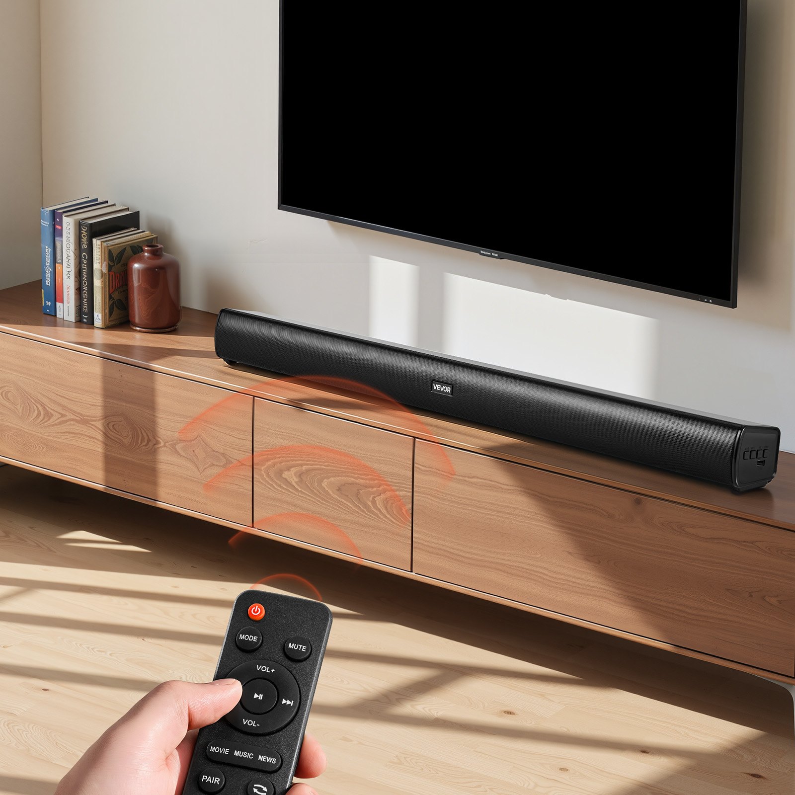 VEVOR Sound Bar for Smart TV, 2.1 Channel, 35-Inch Compact Soundbar TV Speakers with Built-In Subwoofer for Projector, Bluetooth AUX Connection, Easy Setup, 120W Surround Sound System for Home Audio
