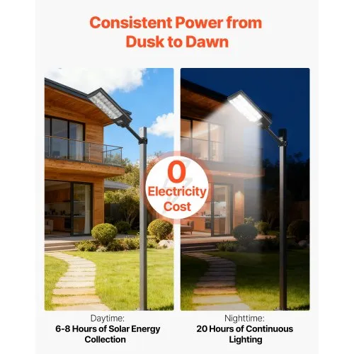 VEVOR 8000W Solar Street Light Outdoor, 450000LM, Commercial Parking Lot Light Dusk to Dawn, LED Flood Security Lamp with Motion Sensor, IP65 Waterproof Outdoor Lighting, for Driveway Yard, 1 Pack