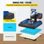 VEVOR heat press machine with double pad, teflon coating, hi-poly, and bonded foam layers.