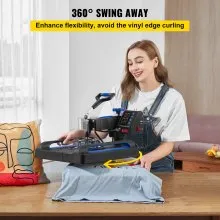 VEVOR Heat Press Machine, 15 x 15 Inches, Fast Heating, 360 Swing Away Digital Sublimation T-Shirt Vinyl Transfer Printer with Anti-Scald Surface, Canvas Bag, Pillow, Banner, ETL Listed, Blue