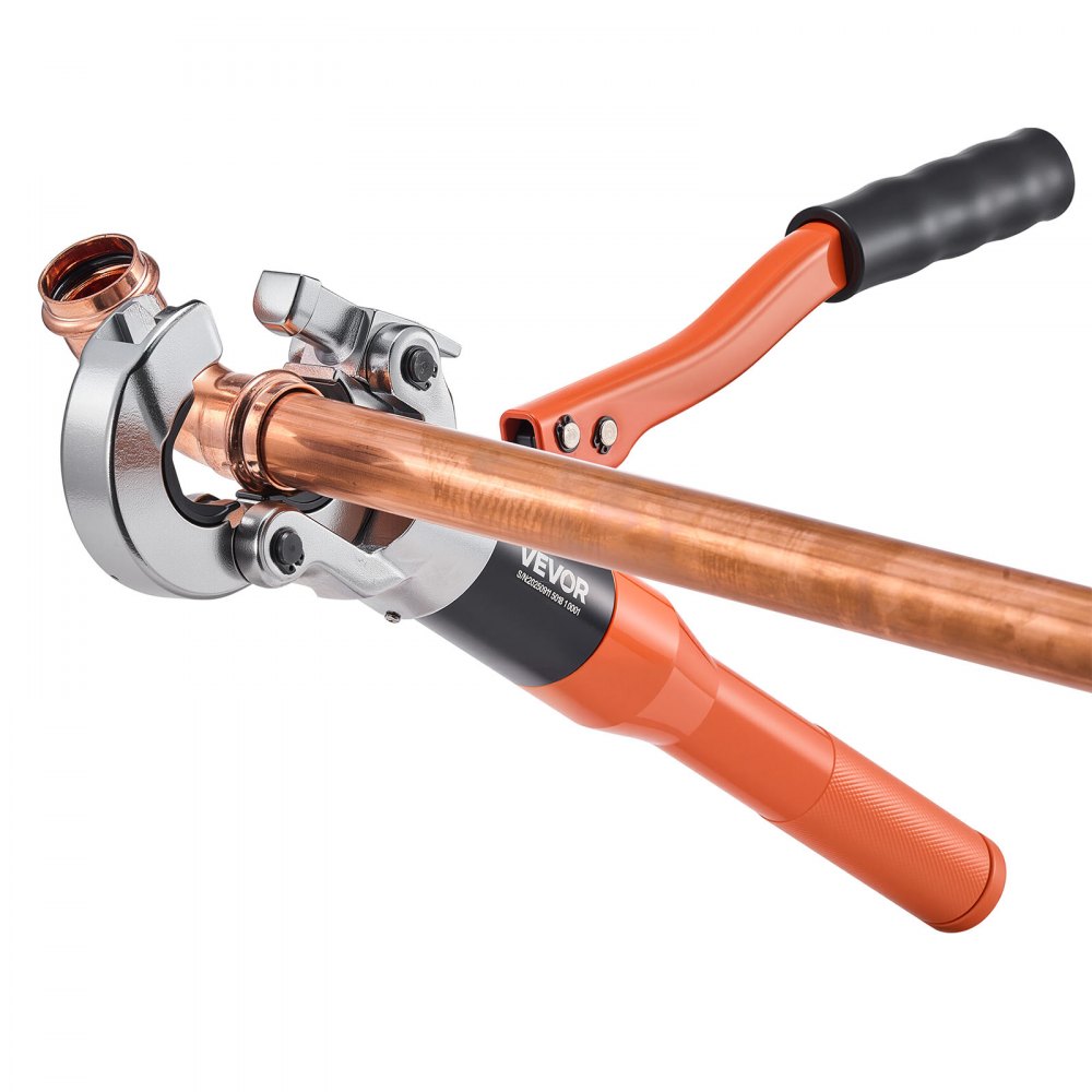 VEVOR Copper Pipe Crimping Tool, Hydraulic Driven Press Tool with 1/2", 3/4", 1" VUS Jaws, Copper Tube Fittings Crimper for Narrow Spaces, Straight & Bend Fittings - Compatible with ProPress