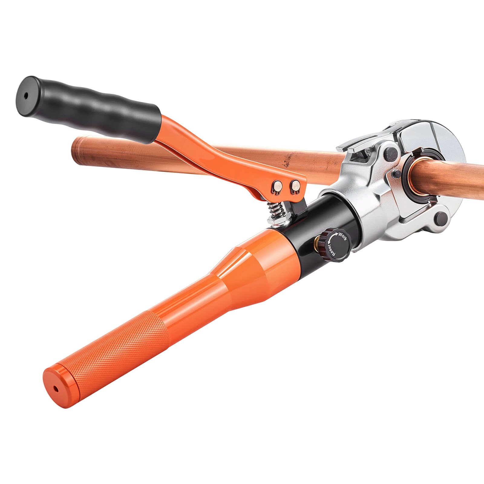 VEVOR Copper Pipe Crimping Tool, Hydraulic Driven Press Tool with 1/2" 3/4" 1" Jaws for VUS Type Copper Tube & 3/8", 1/2", 5/8", 3/4", 1" Jaws for ASTM F1807 PEX Pipe Copper Ring - with Carrying Case