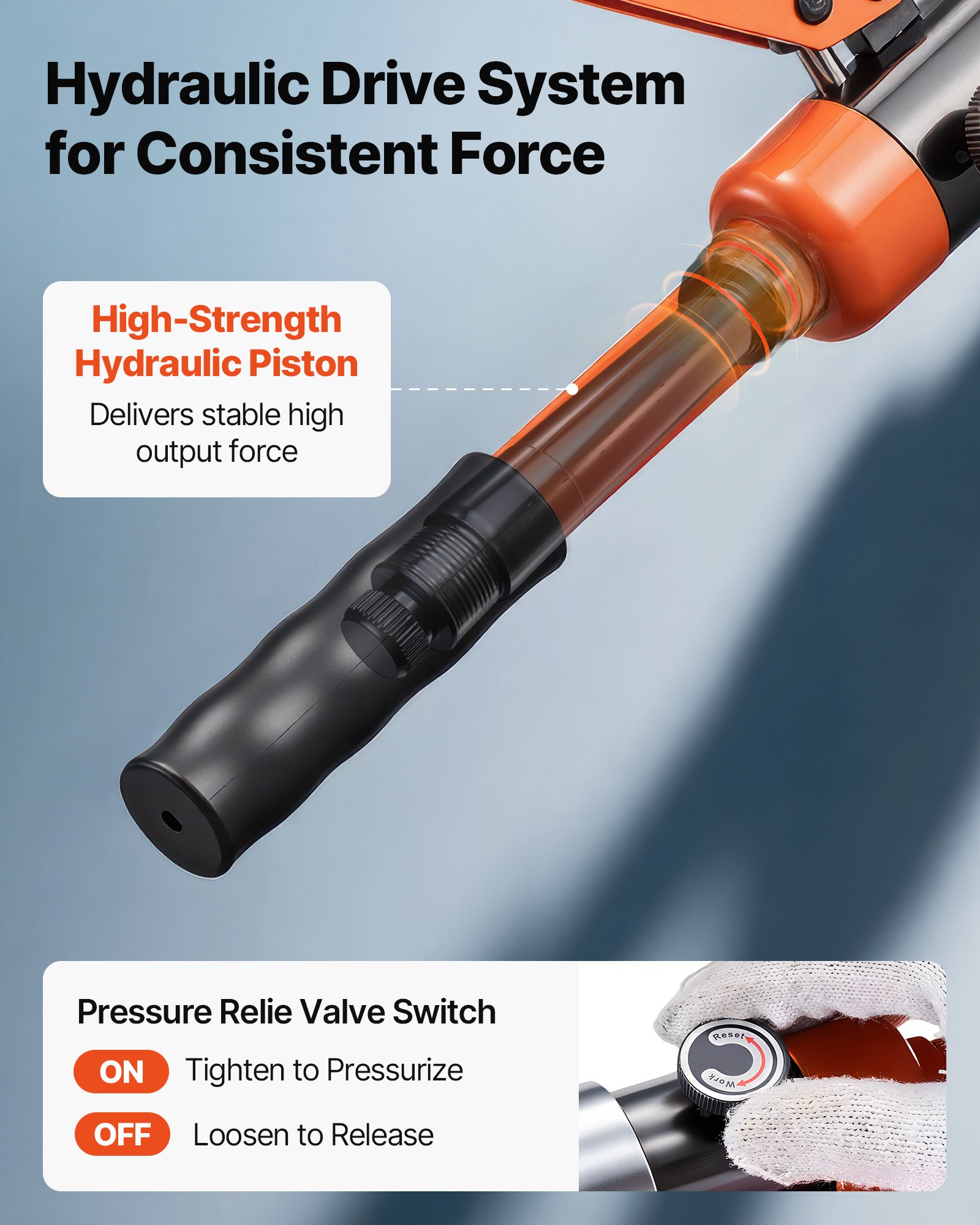 VEVOR Hydraulic Pipe Crimping Tool, PEX & Aluminum-Plastic Tube Fittings Crimper with U16 U20 U25 U32 Jaws & Carrying Case, Press Crimper Tool Kit for Plumbing Repairs & Installations