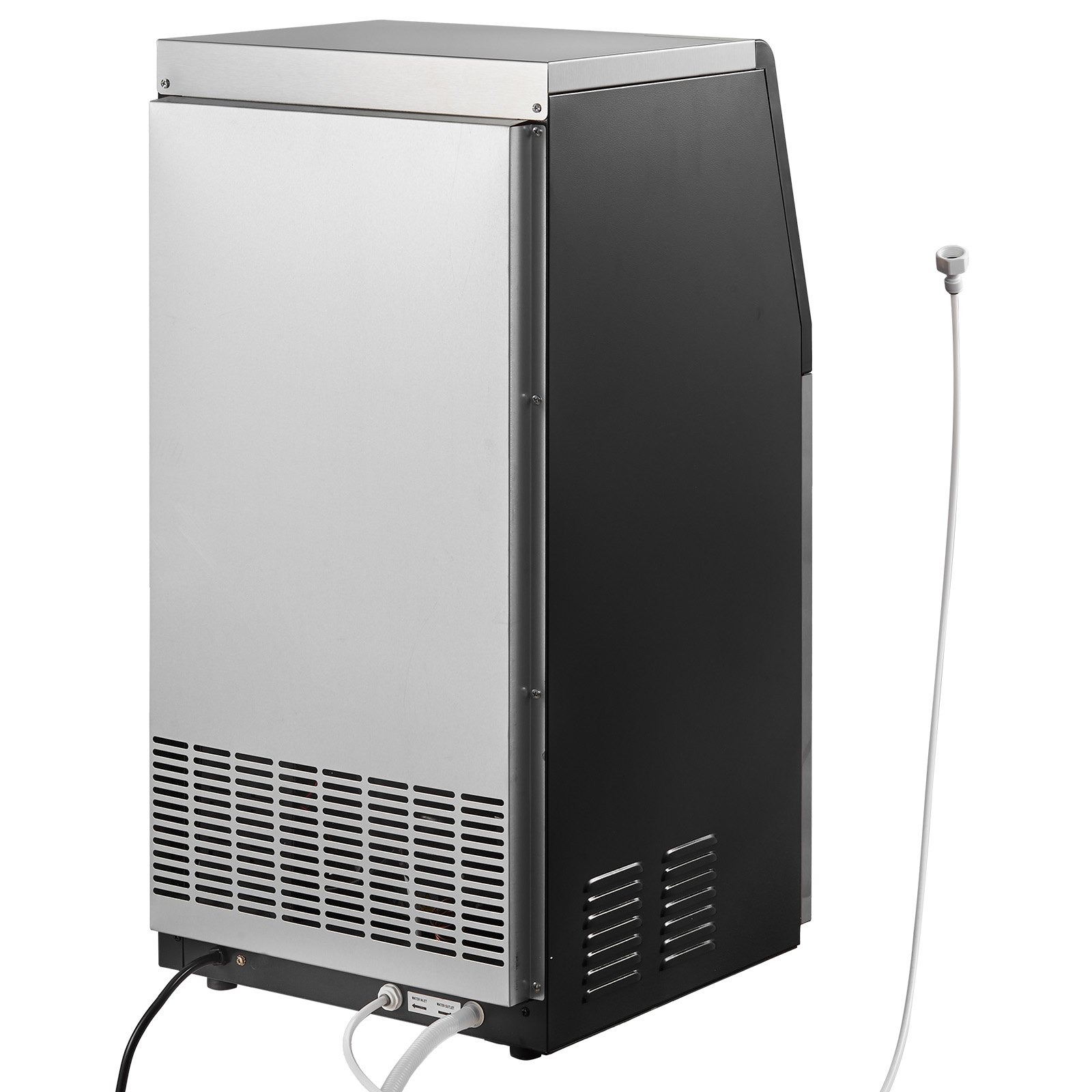 VEVOR Commercial Ice Maker Machine, 45 kg/24h with 14 kg Storage Capacity, Built-in/Freestanding/Under Counter, Stainless Steel Ice Maker with LED Display & Self-Cleaning, for Home Bar Restaurant