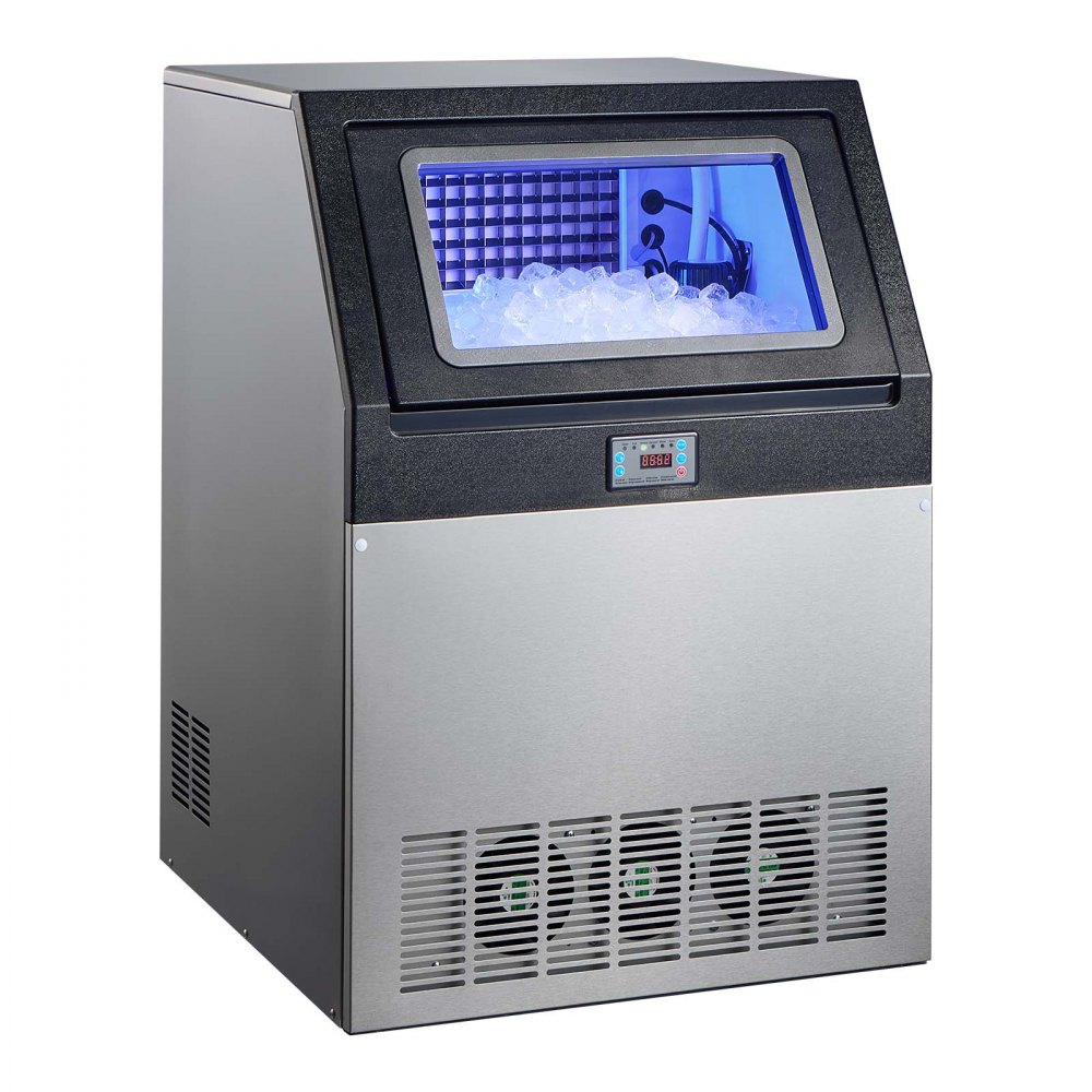 VEVOR Commercial Ice Maker Machine, 360 lbs/24h with 85 lbs Storage Capacity, Built-in/Freestanding/Under Counter, Stainless Steel Ice Maker with LED Display & Self-Cleaning, for Home Bar Restaurant