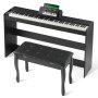 VEVOR 88 Key Fully Weighted Digital Piano Dual Keyboard Cabinet Bracket Bench