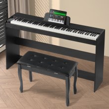 VEVOR 88 Key Fully Weighted Digital Piano Dual Keyboard Cabinet Bracket Bench