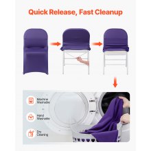VEVOR 50 Pcs Purple Chair Covers, Polyester Spandex Chair Cover, Stretch Slipcovers for Wedding Party Dining Banquet Flat-Front Chair Covers, Fits Chair Measures up to 17.72 x 18.11 x 30.31 inch