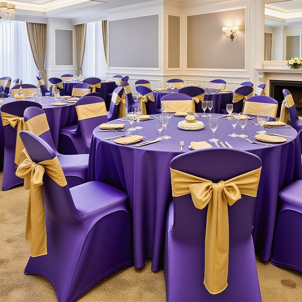 VEVOR 50 Pcs Purple Chair Covers, Polyester Spandex Chair Cover, Stretch Slipcovers for Wedding Party Dining Banquet Flat-Front Chair Covers, Fits Chair Measures up to 20.08 x 17.72 x 37.4 inch