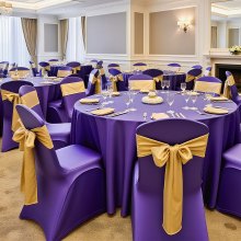 VEVOR 50 Pcs Purple Chair Covers, Polyester Spandex Chair Cover, Stretch Slipcovers for Wedding Party Dining Banquet Flat-Front Chair Covers, Fits Chair Measures up to 20.08 x 17.72 x 37.4 inch