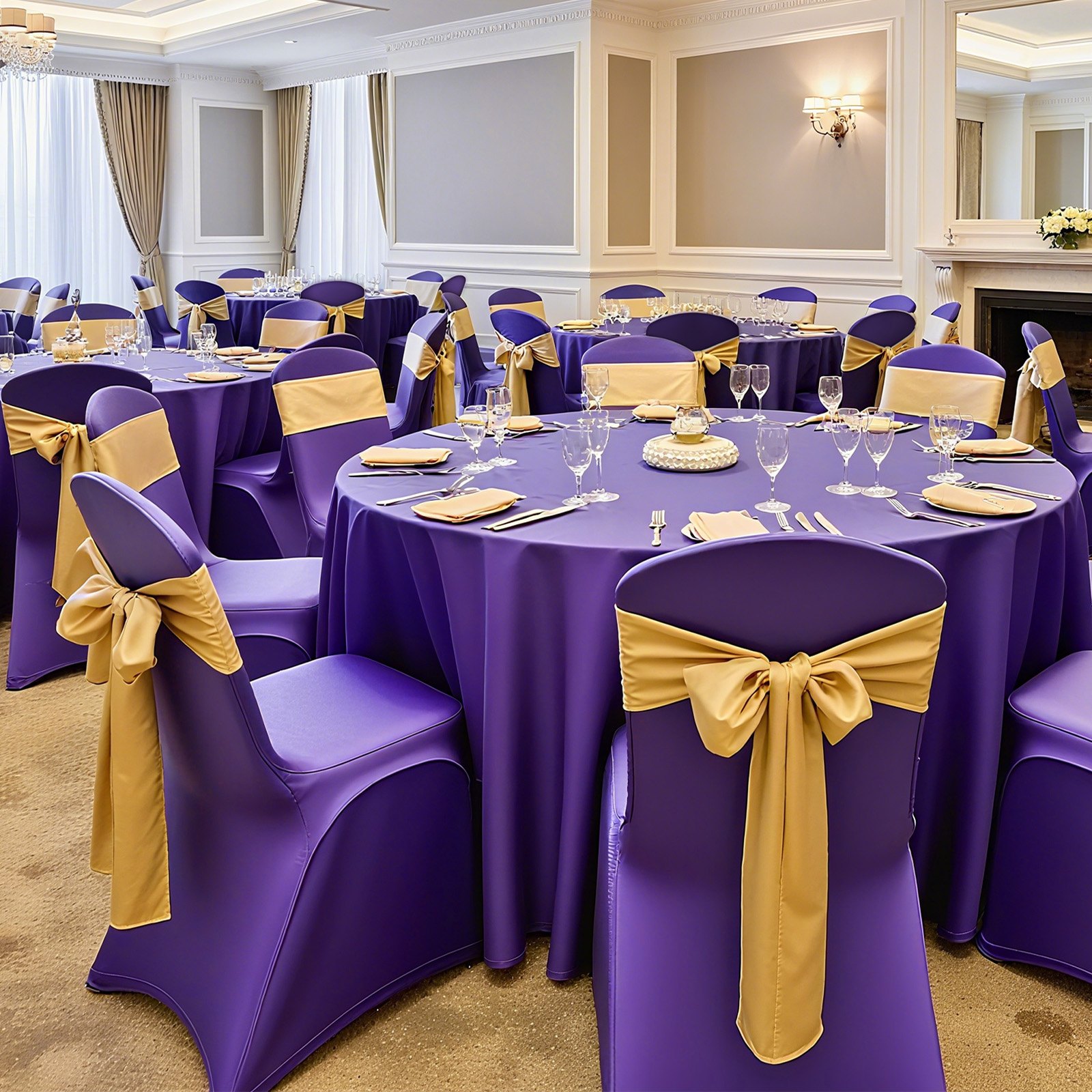 VEVOR 50 Pcs Purple Chair Covers, Polyester Spandex Chair Cover, Stretch Slipcovers for Wedding Party Dining Banquet Flat-Front Chair Covers, Fits Chair Measures up to 20.08 x 17.72 x 37.4 inch