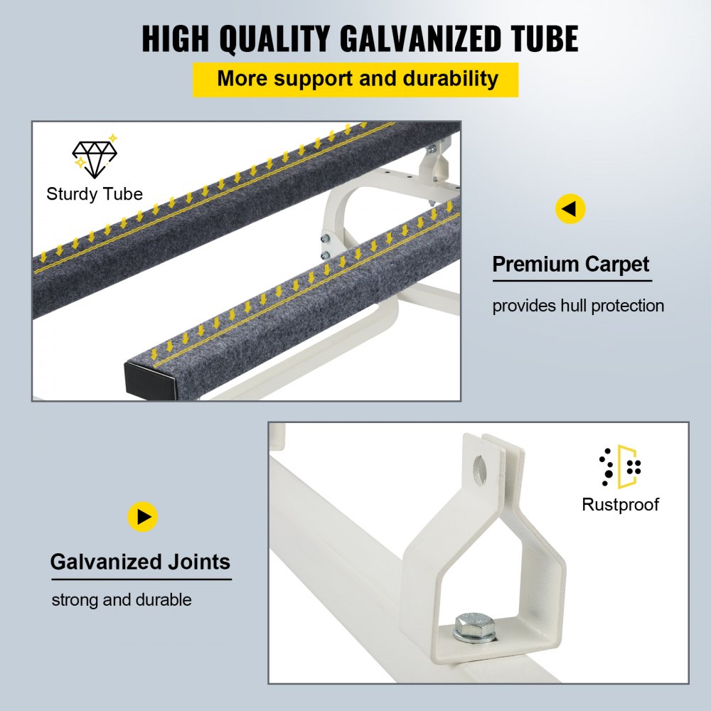 high-quality galvanized tube and joints with premium carpet for hull protection; VEVOR jet ski dolly.