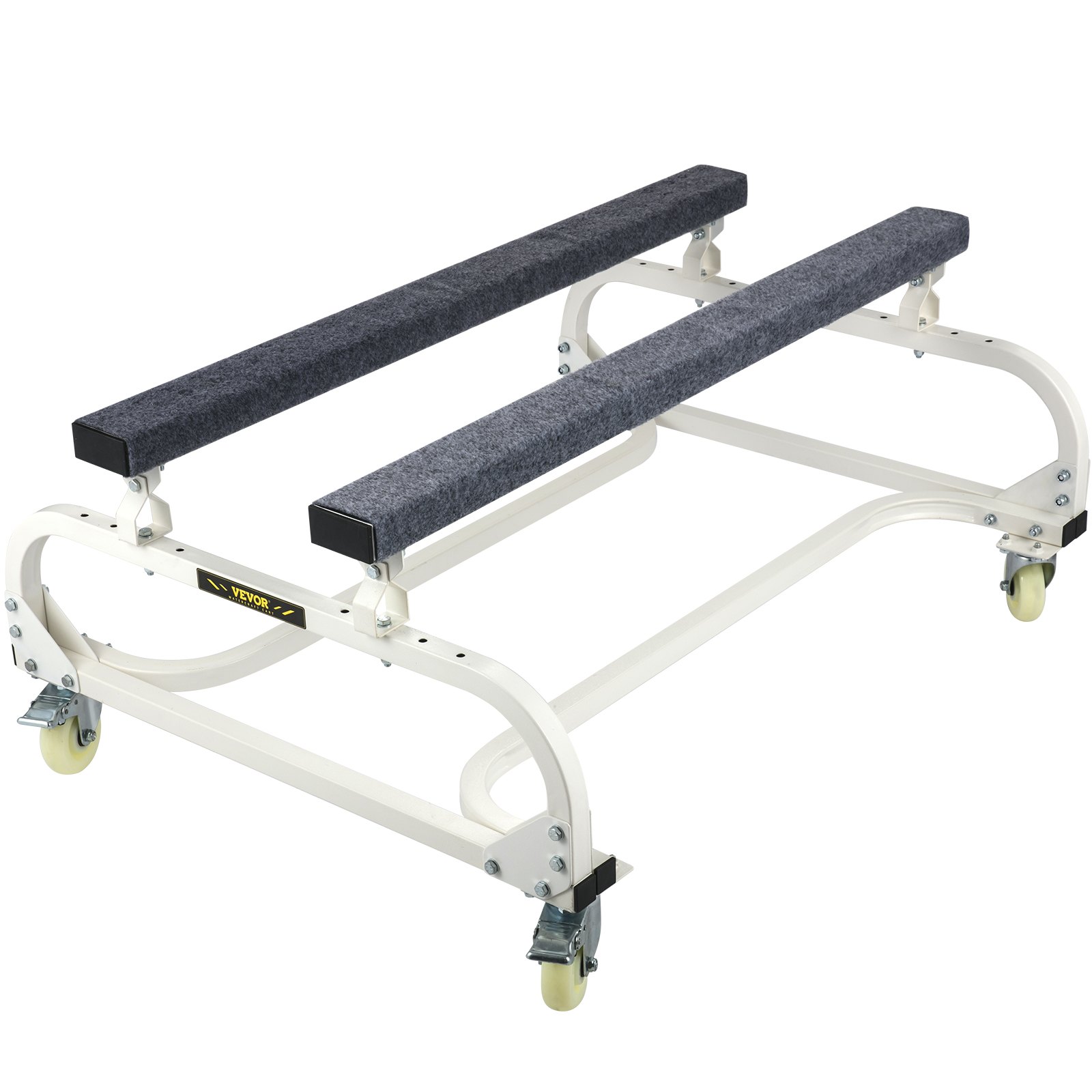 white VEVOR jet ski dolly with padded rails and swivel caster wheels for easy transport and storage.