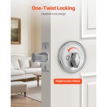 Deadbolt Lock Round Single Cylinder Dead Bolt Keyed 1 Side Satin Nickel 3 Keys