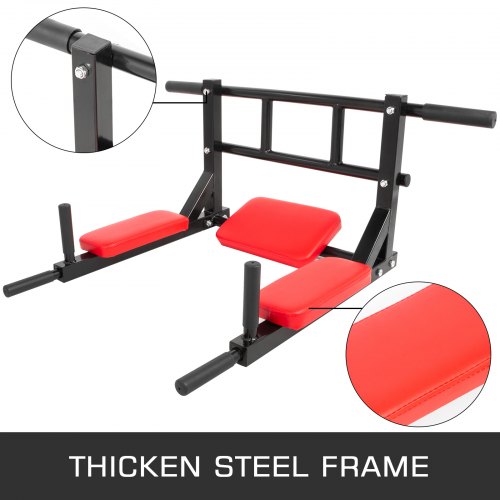 Pull Up Dip Bar Station Wall Mounted Chin Up Home Gym Fitness Strength Training