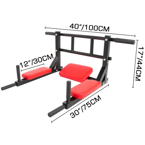Pull Up Dip Bar Station Wall Mounted Chin Up Home Gym Fitness Strength Training