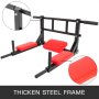 VEVOR Wall Mounted Pull Up Bar Heavy Duty Wall Thicken Pull Up Bar Wall Mounted Multi-Grip Chin Pull Up Bar Gym Workout Pullup Bar Dip Stand Power Tower Set for Home Gym Strength Training (RED)