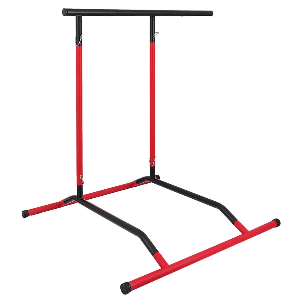 VEVOR 220lbs Pull Up Station,Dip Station Pull Up Bar Free Standing Power Tower Pull Up Tower with Carry Bag Portable Pull Up Rack(Black+Red)