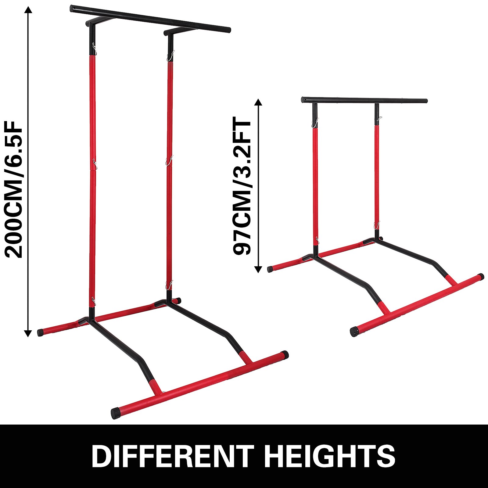 VEVOR 220lbs Pull Up Station,Dip Station Pull Up Bar Free Standing Power Tower Pull Up Tower with Carry Bag Portable Pull Up Rack(Black+Red)