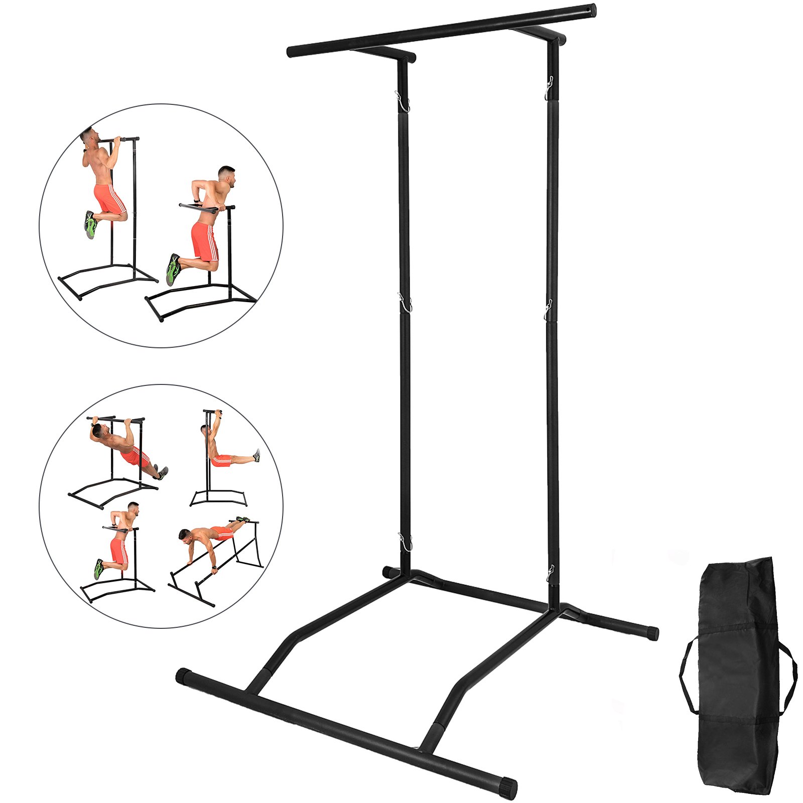 VEVOR 220lbs Pull Up Station,Dip Station Pull Up Bar Free Standing Power Tower Pull Up Tower with Carry Bag Portable Pull Up Rack(Green)