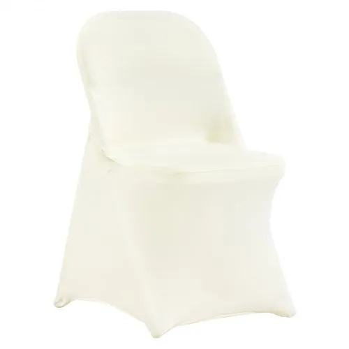 VEVOR Stretch Spandex Folding Chair Covers, Universal Fitted Chair Cover, Removable Washable Protective Slipcovers, for Wedding, Holiday, Banquet, Party, Celebration, Dining (30PCS Ivory White)