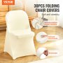 VEVOR Stretch Spandex Folding Chair Covers, Universal Fitted Chair Cover, Removable Washable Protective Slipcovers, for Wedding, Holiday, Banquet, Party, Celebration, Dining (30PCS Ivory White)