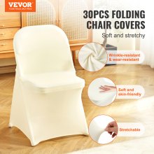 VEVOR 30PCS White Stretch Spandex Folding Chair Covers for Wedding Party Dining