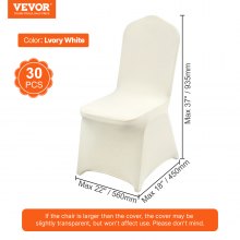 VEVOR Stretch Spandex Folding Chair Covers, Universal Fitted Chair Cover, Removable Washable Protective Slipcovers, for Wedding, Holiday, Banquet, Party, Celebration, Dining (30PCS Ivory White)