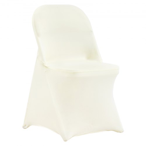VEVOR Stretch Spandex Folding Chair Covers, Universal Fitted Chair Cover, Removable Washable Protective Slipcovers, for Wedding, Holiday, Banquet, Party, Celebration, Dining (50PCS Ivory White)