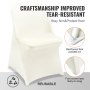 VEVOR 50PCS Ivory White Stretch Spandex Folding Chair Covers, Universal Fitted Chair Cover, Removable Washable Protective Slipcovers, for Wedding, Holiday, Banquet, Party, Celebration, Dining