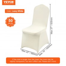 VEVOR Stretch Spandex Folding Chair Covers, Universal Fitted Chair Cover, Removable Washable Protective Slipcovers, for Wedding, Holiday, Banquet, Party, Celebration, Dining (50PCS Ivory White)