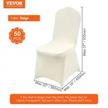 VEVOR Stretch Spandex Folding Chair Covers, Universal Fitted Chair Cover, Removable Washable Protective Slipcovers, for Wedding, Holiday, Banquet, Party, Celebration, Dining (50PCS Ivory White)