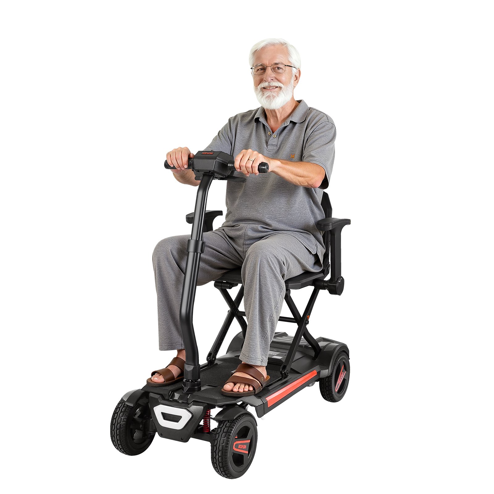 VEVOR 4-Wheel Electric Mobility Scooter for Adults & Seniors, Integrated Foldable Mobility Scooter with 15KM Long Range, All Terrain Travel Wheelchair with 9° Climbing Capacity & 120kg Max Loading
