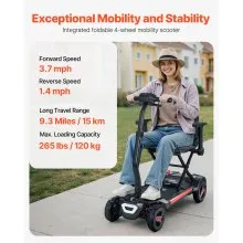 VEVOR 4-Wheel Electric Mobility Scooter Integrated Foldable Mobility Wheelchair