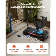 VEVOR 4-Wheel Electric Mobility Scooter Integrated Foldable Mobility Wheelchair