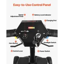 VEVOR 4-Wheel Electric Mobility Scooter Integrated Foldable Mobility Wheelchair