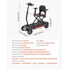 VEVOR 4-Wheel Electric Mobility Scooter Integrated Foldable Mobility Wheelchair