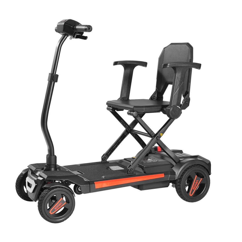 VEVOR 4-Wheel Electric Mobility Scooter for Adults & Seniors, Integrated Automatic Folding Mobility Scooter with Remote Control, NFC Keys & Long Range, 120kg Loading Travel Wheelchair
