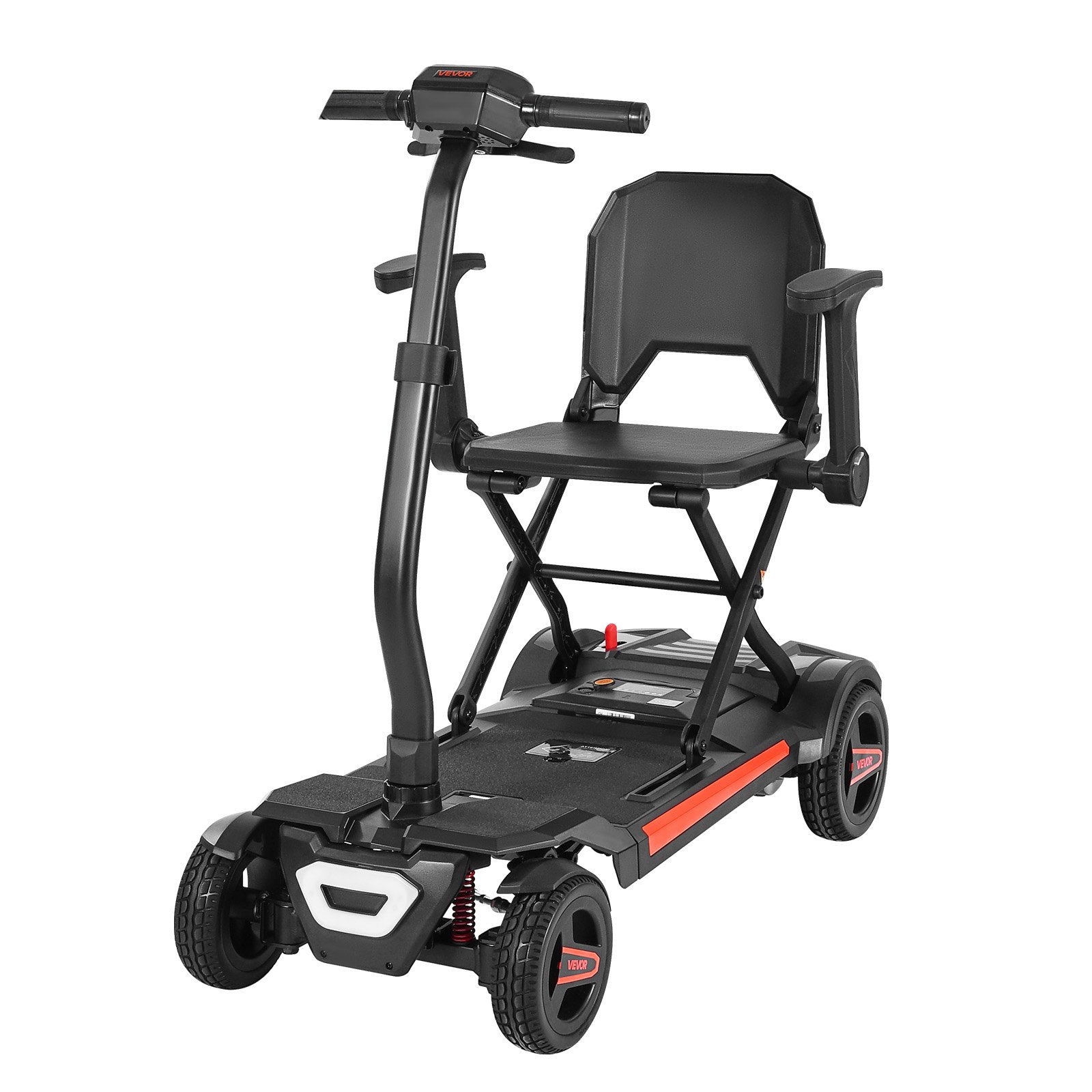 VEVOR 4-Wheel Electric Mobility Scooter for Adults & Seniors, Integrated Automatic Folding Mobility Scooter with Remote Control, NFC Keys & Long Range, 120kg Loading Travel Wheelchair