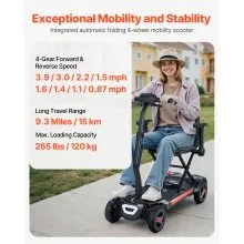 VEVOR 4-Wheel Electric Mobility Scooter Auto Folding Scooter with Remote Control