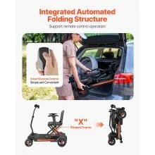 VEVOR 4-Wheel Electric Mobility Scooter Auto Folding Scooter with Remote Control