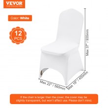 VEVOR Stretch Spandex Folding Chair Covers, Universal Fitted Chair Cover, Removable Washable Protective Slipcovers, for Wedding, Holiday, Banquet, Party, Celebration, Dining (12PCS White)