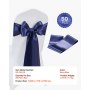 VEVOR Satin Chair Sashes Bows, 50PCS Chair Ribbon Ties Back Sash, 7 x 108 inch, Navy Blue Wedding Reception Decoration, for Wedding Ceremony Baby Shower Party Events Banquet Chair Cover Decoration