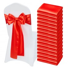 VEVOR Satin Chair Sashes Bows, 50PCS Chair Ribbon Ties Back Sash, 7 x 108 inch, Red Wedding Reception Decoration, for Wedding Ceremony Baby Shower Party Events Banquet Chair Cover Decoration