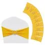 VEVOR Stretch Spandex Chair Sashes, Chair Slipcover and Stretch Chair Sash with Round Buckle, Elastic Chair Bands, Fitting Wedding, Holiday, Banquet, Party Chair Decoration (50 PCS Golden Yellow)